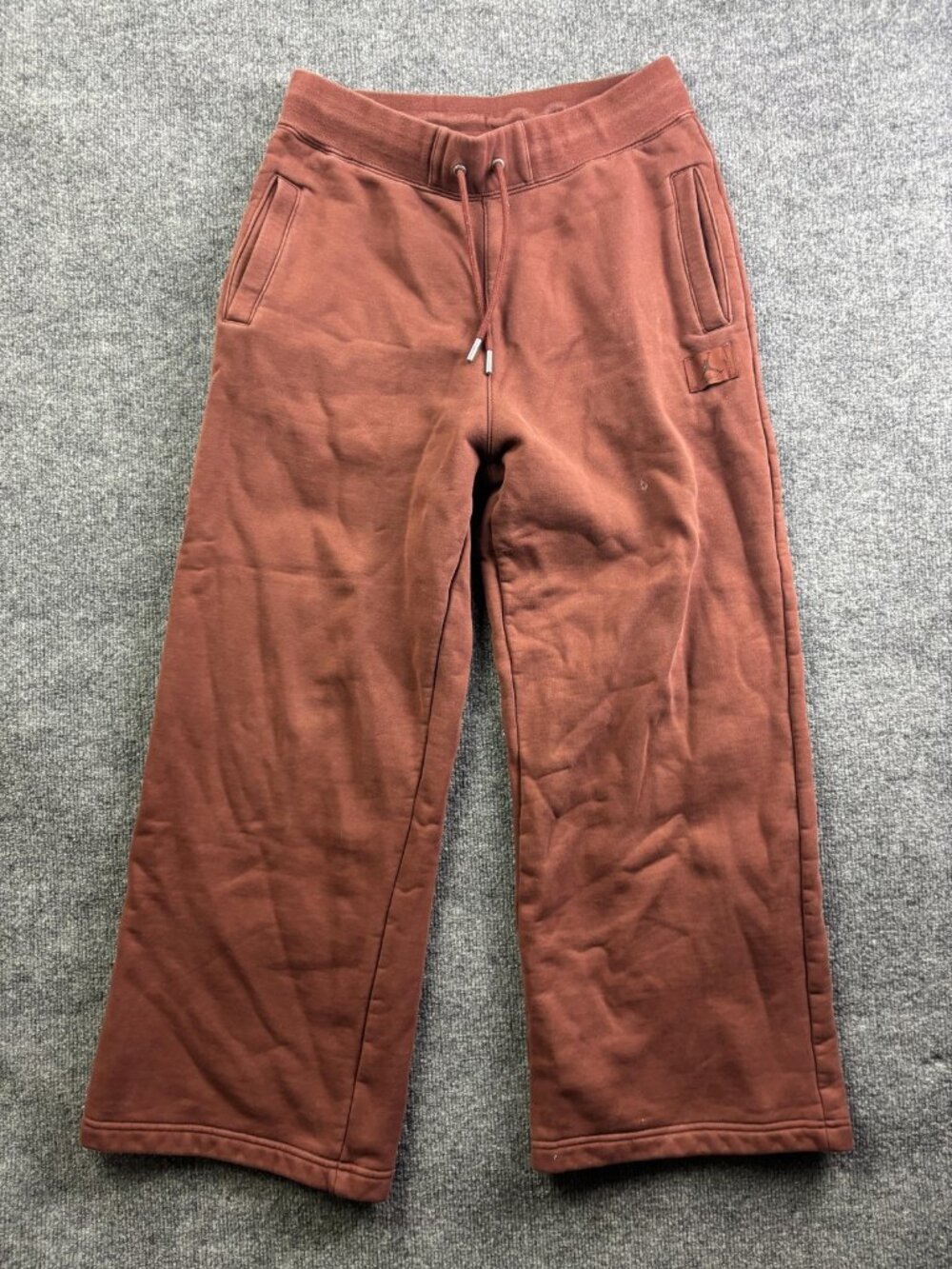 Jordan Sweatpants Womens Medium 30x28 Brown Fleece Wide Leg Drawstring Pockets